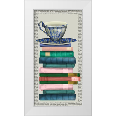 A Spot of Tea Collection B White Modern Wood Framed Art Print by Fab Funky