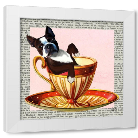 A Spot of Tea Collection C White Modern Wood Framed Art Print by Fab Funky