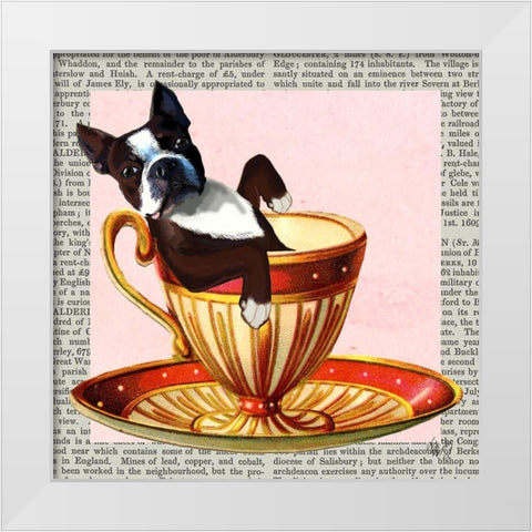 A Spot of Tea Collection C White Modern Wood Framed Art Print by Fab Funky