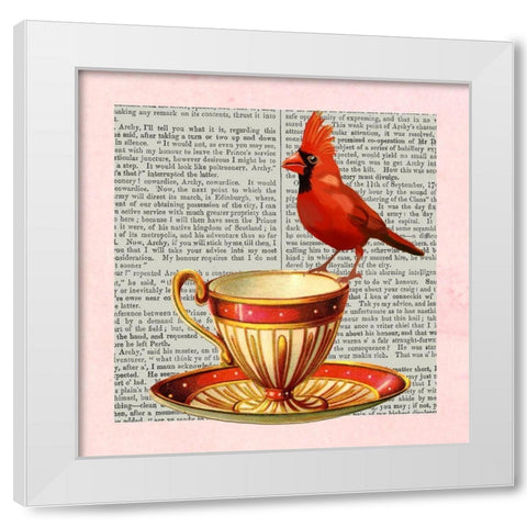 A Spot of Tea Collection F White Modern Wood Framed Art Print by Fab Funky