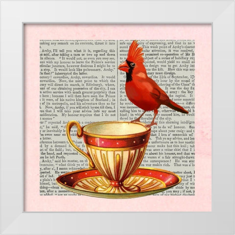 A Spot of Tea Collection F White Modern Wood Framed Art Print by Fab Funky