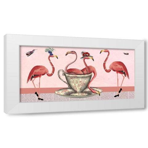 A Spot of Tea Collection H White Modern Wood Framed Art Print by Fab Funky