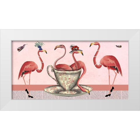 A Spot of Tea Collection H White Modern Wood Framed Art Print by Fab Funky