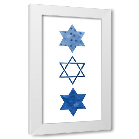 Indigo Hanukkah Collection B White Modern Wood Framed Art Print by Borges, Victoria