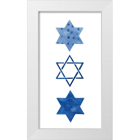 Indigo Hanukkah Collection B White Modern Wood Framed Art Print by Borges, Victoria