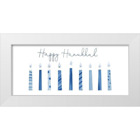 Indigo Hanukkah Collection D White Modern Wood Framed Art Print by Borges, Victoria