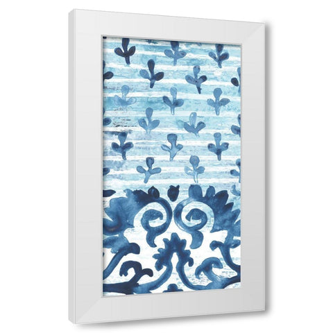Indigo Sampler Collection B White Modern Wood Framed Art Print by Vess, June Erica