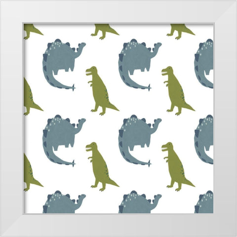 Mighty Dinos Collection F White Modern Wood Framed Art Print by Vess, June Erica