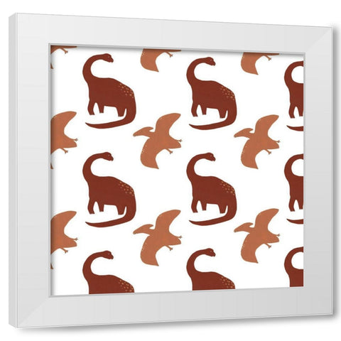 Mighty Dinos Collection H White Modern Wood Framed Art Print by Vess, June Erica