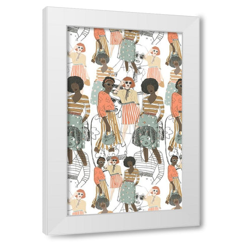 Fashion Vignette Collection E White Modern Wood Framed Art Print by Vess, June Erica