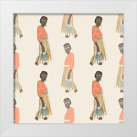 Fashion Vignette Collection F White Modern Wood Framed Art Print by Vess, June Erica