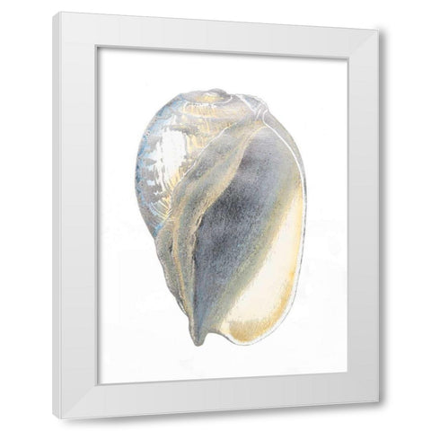 Silver Foil Shell IV with Hand Color White Modern Wood Framed Art Print by Vision Studio