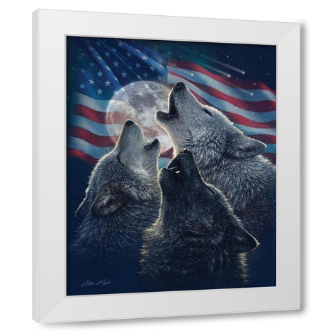 Wolf Trinity Patriotic White Modern Wood Framed Art Print by Bogle, Collin