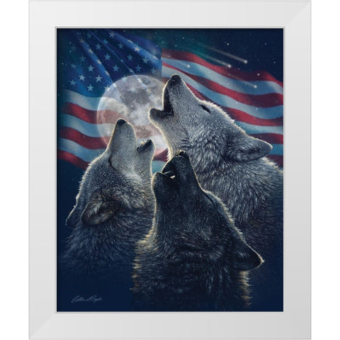 Wolf Trinity Patriotic White Modern Wood Framed Art Print by Bogle, Collin