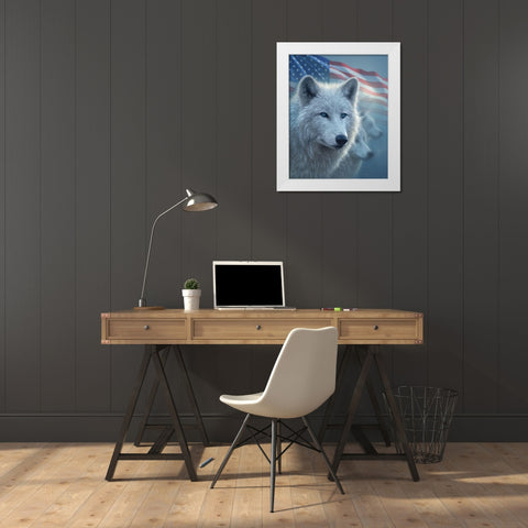 Arctic Wolves America White Modern Wood Framed Art Print by Bogle, Collin