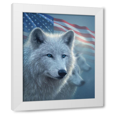 Arctic Wolves America White Modern Wood Framed Art Print by Bogle, Collin