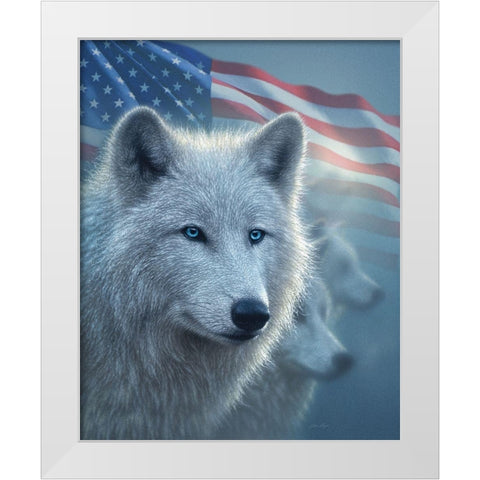 Arctic Wolves America White Modern Wood Framed Art Print by Bogle, Collin
