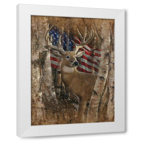 Whitetail Buck America White Modern Wood Framed Art Print by Bogle, Collin