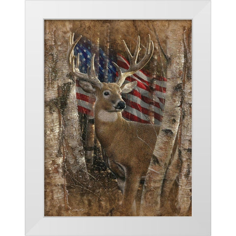 Whitetail Buck America White Modern Wood Framed Art Print by Bogle, Collin