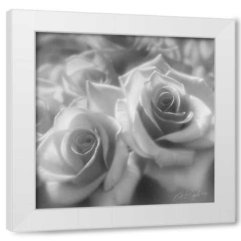 Rose Pair BandW White Modern Wood Framed Art Print by Bogle, Collin