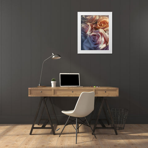 Rose Pedals White Modern Wood Framed Art Print by Bogle, Collin
