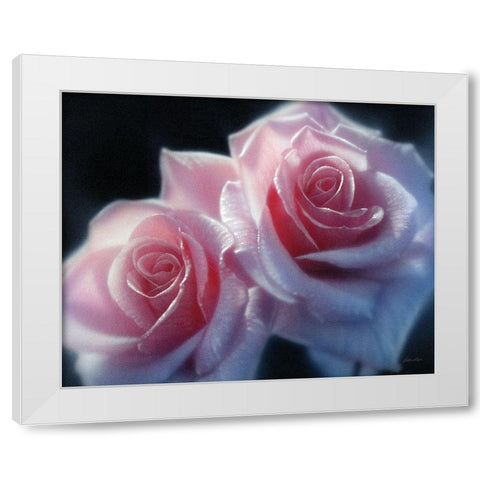 Roses - Pink Pair White Modern Wood Framed Art Print by Bogle, Collin
