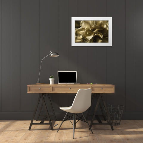 Golden Lilies White Modern Wood Framed Art Print by Bogle, Collin