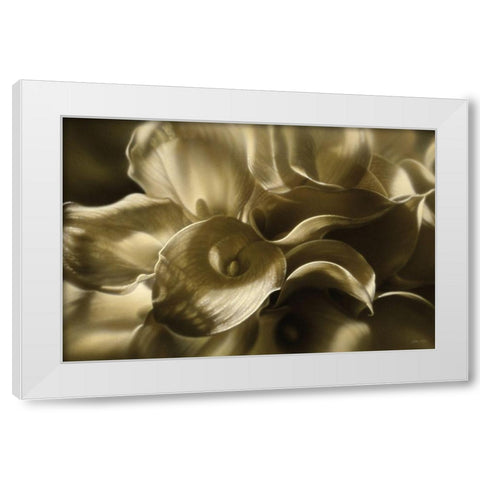 Golden Lilies White Modern Wood Framed Art Print by Bogle, Collin