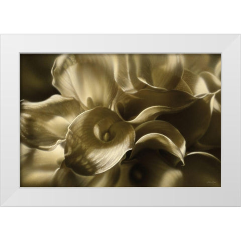 Golden Lilies White Modern Wood Framed Art Print by Bogle, Collin