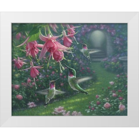 Hummingbird Haven White Modern Wood Framed Art Print by Bogle, Collin