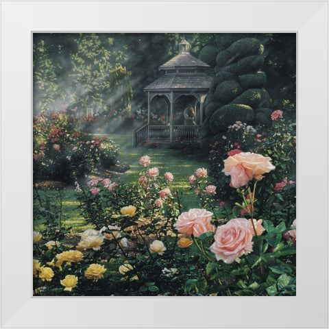 Rose Garden - Paradise Found - Square White Modern Wood Framed Art Print by Bogle, Collin