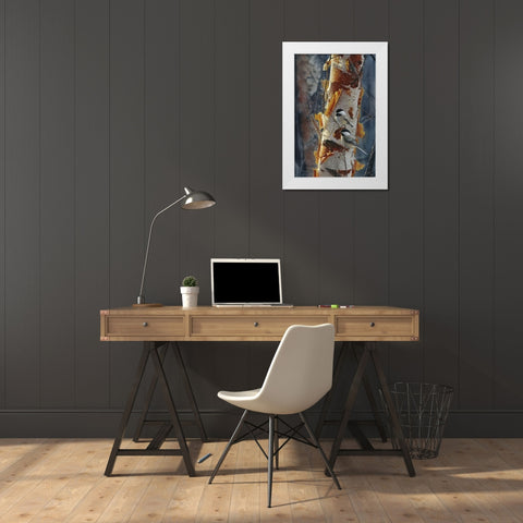 Black-Capped Chickadees - Sunlit Birch II White Modern Wood Framed Art Print by Bogle, Collin