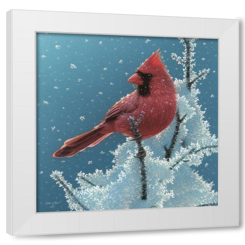 Cardinal - Cherry on Top White Modern Wood Framed Art Print by Bogle, Collin