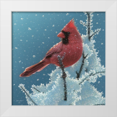 Cardinal - Cherry on Top White Modern Wood Framed Art Print by Bogle, Collin