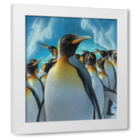 Penguin Paradise White Modern Wood Framed Art Print by Bogle, Collin