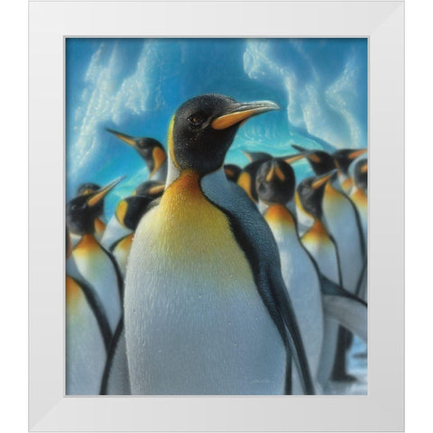 Penguin Paradise White Modern Wood Framed Art Print by Bogle, Collin