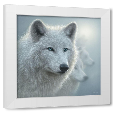 Arctic Wolves - Whiteout White Modern Wood Framed Art Print by Bogle, Collin