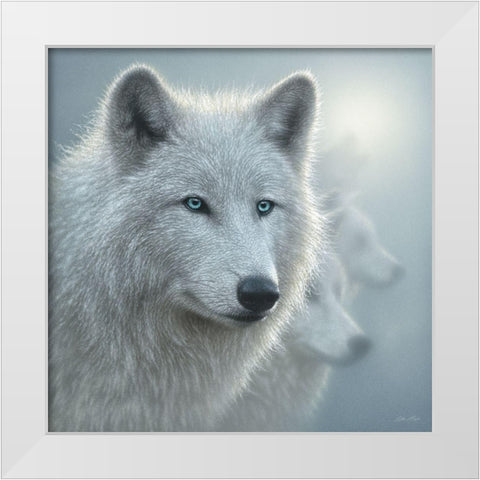 Arctic Wolves - Whiteout White Modern Wood Framed Art Print by Bogle, Collin