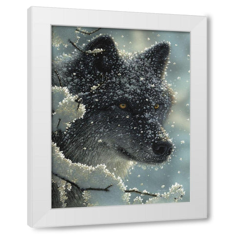 Black Wolf - Black in White White Modern Wood Framed Art Print by Bogle, Collin