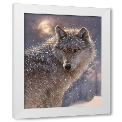 Lone Wolf White Modern Wood Framed Art Print by Bogle, Collin
