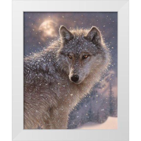 Lone Wolf White Modern Wood Framed Art Print by Bogle, Collin