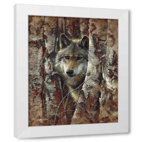 Wolf - Woodland Spirit White Modern Wood Framed Art Print by Bogle, Collin