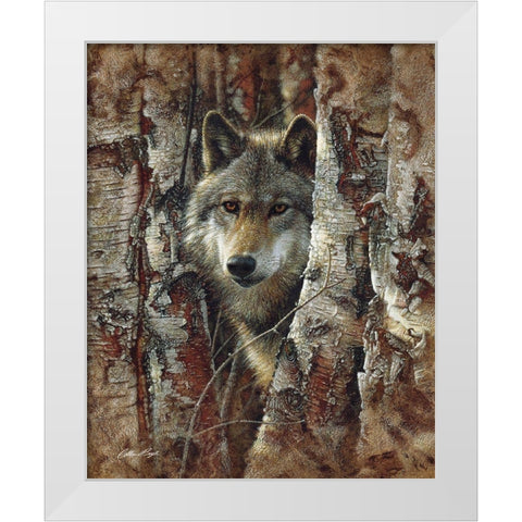 Wolf - Woodland Spirit White Modern Wood Framed Art Print by Bogle, Collin