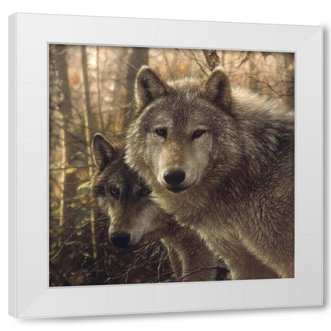Wolves - Woodland Companions White Modern Wood Framed Art Print by Bogle, Collin