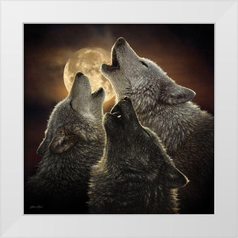Wolf Trinity White Modern Wood Framed Art Print by Bogle, Collin