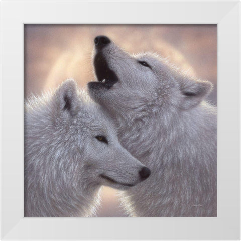 Wolves - Love Song White Modern Wood Framed Art Print by Bogle, Collin