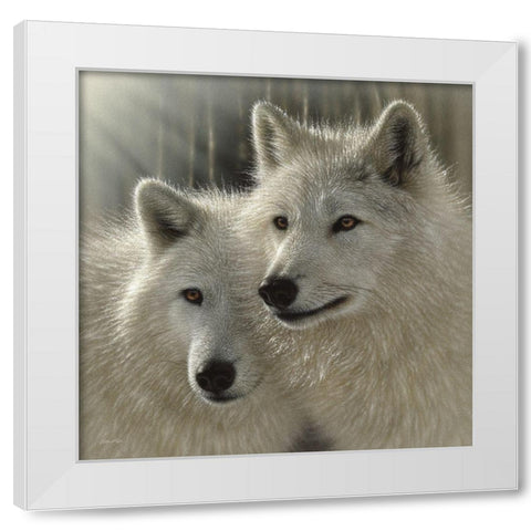 Wolves - Sunlit Soulmates White Modern Wood Framed Art Print by Bogle, Collin