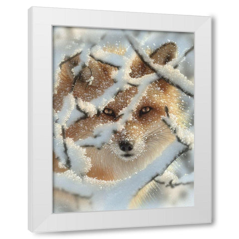 Red Fox - Hide and Seek White Modern Wood Framed Art Print by Bogle, Collin