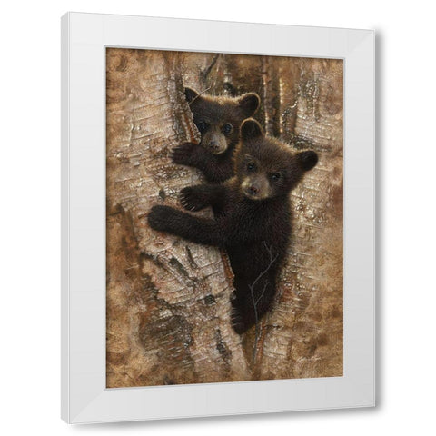 Curious Cubs White Modern Wood Framed Art Print by Bogle, Collin
