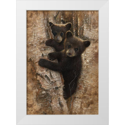 Curious Cubs White Modern Wood Framed Art Print by Bogle, Collin